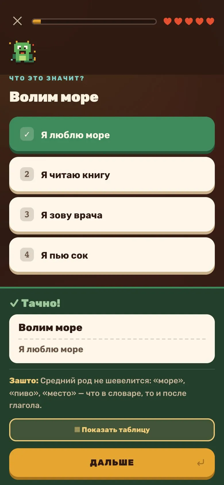 Задание «Что это значит?» с верным ответом и пояснением